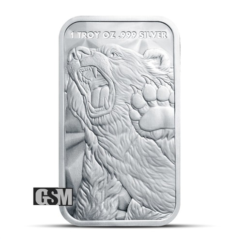 Bull and bear silver bar - bear,
